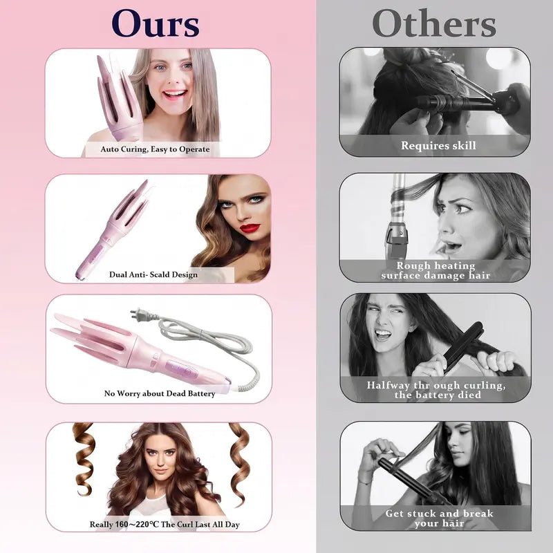Revolutionary Automatic Hair Curler - 1.25" Styling Tool for Effortless Curls & Waves, Safe Anti-Scald Design, 4 Heat Settings, Quick Heating for Stunning Hairstyles