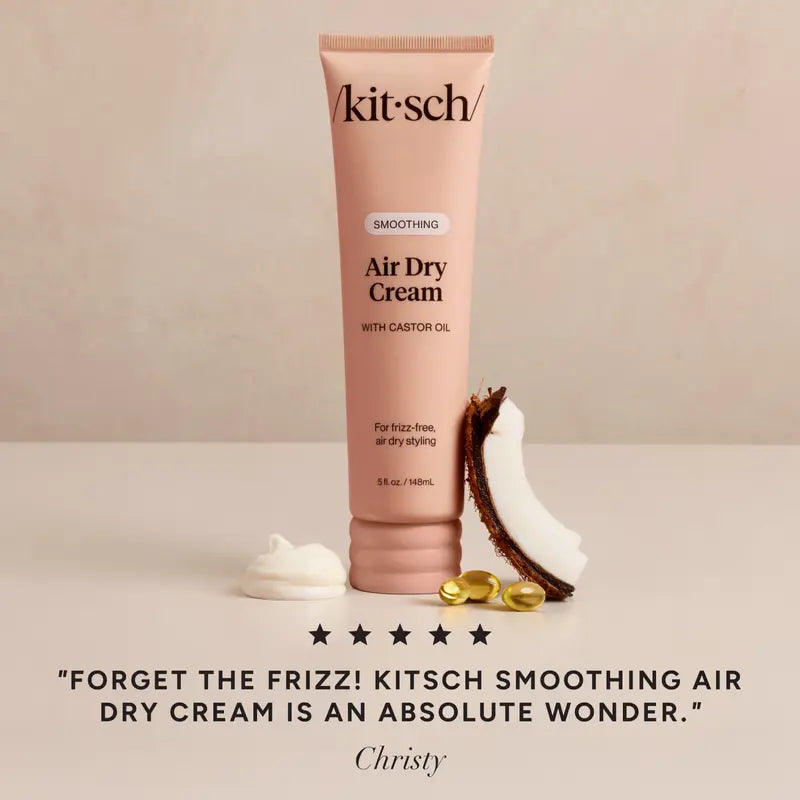 Kitsch Smoothing Air Dry Cream with Castor Oil - Vegan & Cruelty-Free Formula for Frizz-Free Styling - 5 Fl Oz / 148 Ml