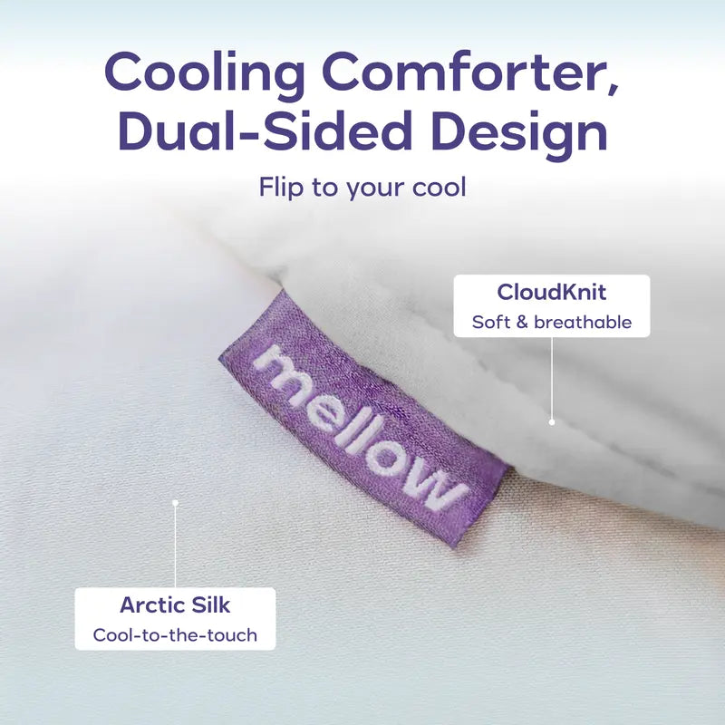Mellow Sleep Cloudcool Cooling Comforter - Lightweight, Breathable, Dual-Sided Silk & Soft Knit for Instant Cool Relief
