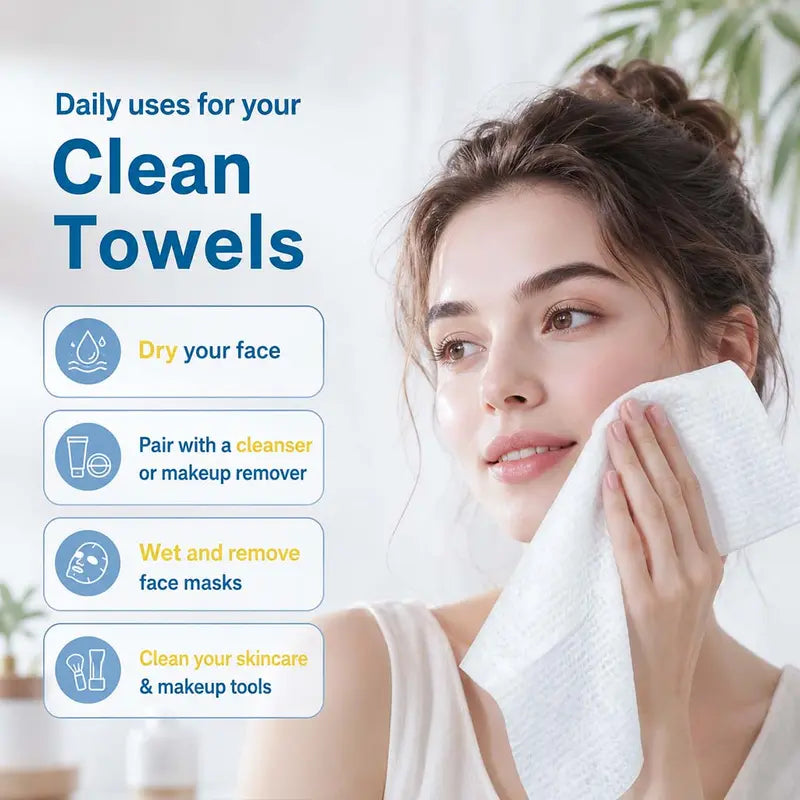 Ultra-Soft Disposable Clean Face Towels - Hypoallergenic Plant Fiber Washcloths, 50 Sheets/Box, Non-Toxic & Durable for Sensitive Skin