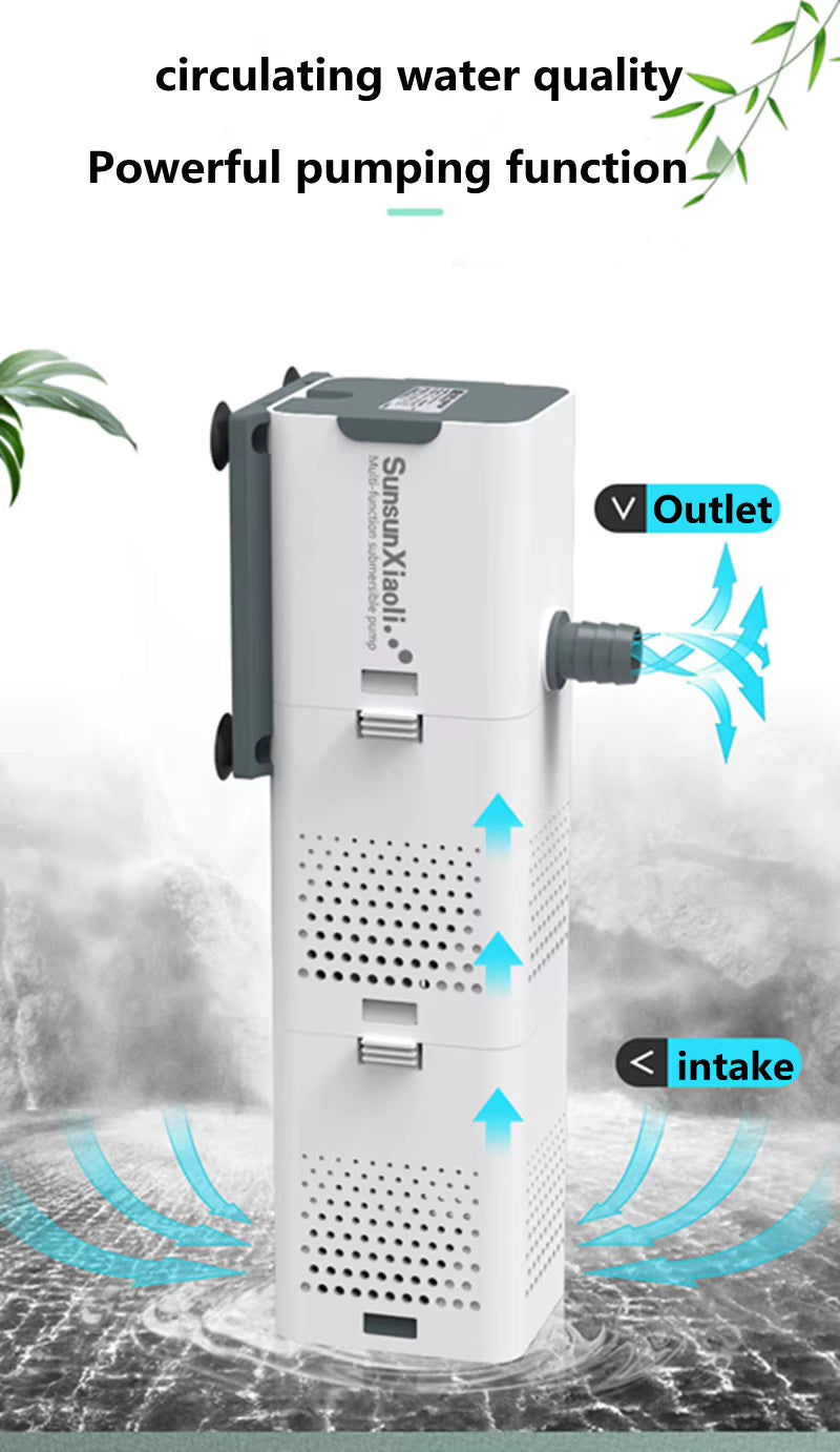 SUNSUN 3-in-1 Mini Aquarium Filter & Oxygen Purifier - Perfect for Fish Tanks!