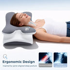 Vipfree Pro 2.0 Cooling Memory Neck Pillow, Adjustable Ergonomic Memory Foam Neck Pillows, Cervical Support