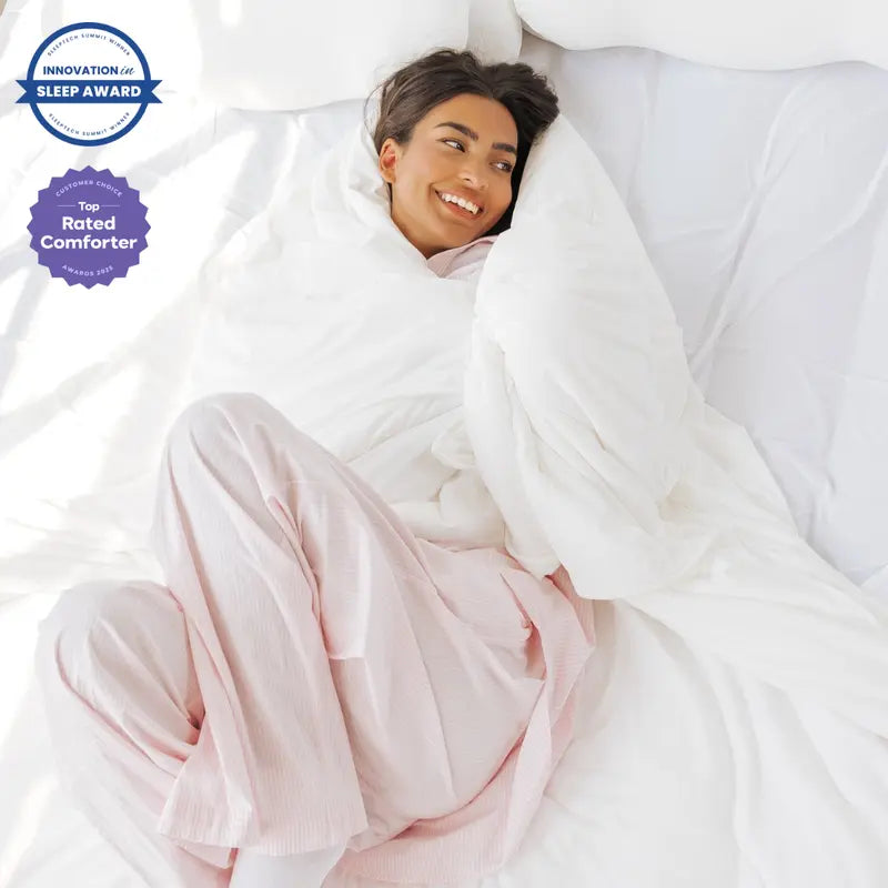Mellow Sleep Cloudcool Cooling Comforter - Lightweight, Breathable, Dual-Sided Silk & Soft Knit for Instant Cool Relief
