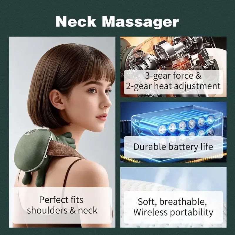 Revolutionary Electric Bionic Hand Massager - 3D Kneading & Heating for Ultimate Neck and Shoulder Relief, Portable & Rechargeable with Adjustable Speed Control