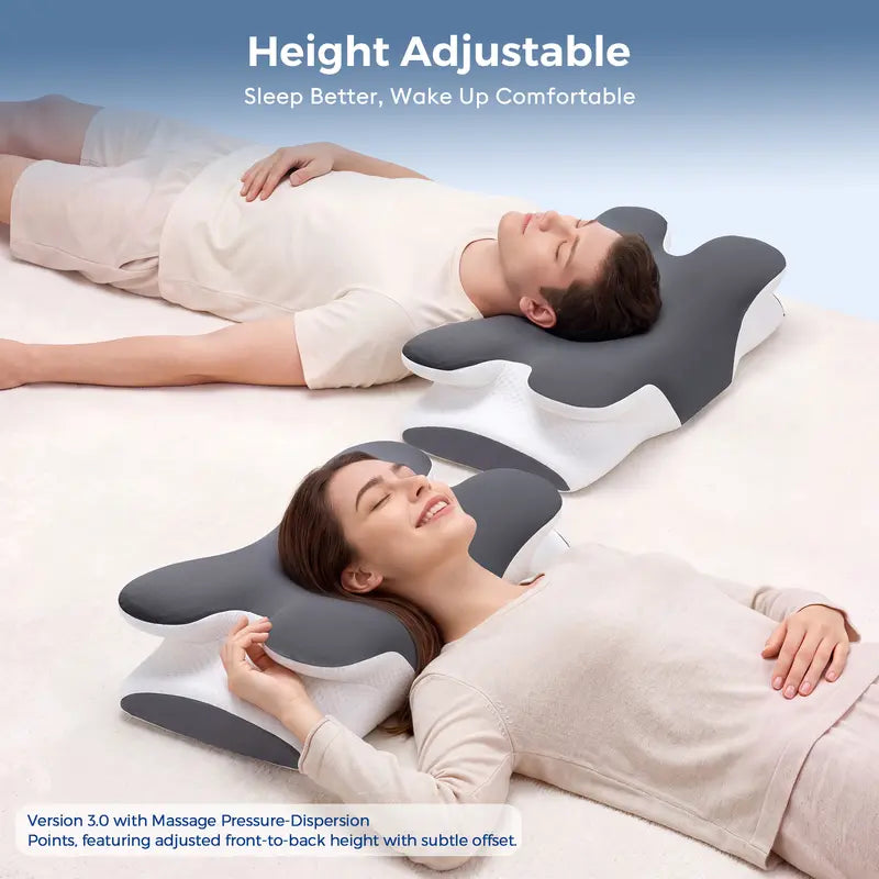 Vipfree Pro 2.0 Cooling Memory Neck Pillow, Adjustable Ergonomic Memory Foam Neck Pillows, Cervical Support