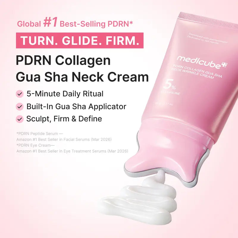 Revitalize Your Skin with Medicube's PDRN Collagen Gua Sha Neck Wrinkle Cream – Firming & Contouring Massage Cream with Built-In Gua Sha Massager for Youthful-Looking Skin