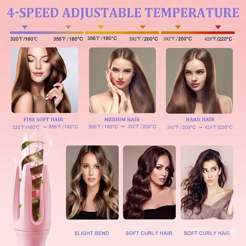 Revolutionary Automatic Hair Curler - 1.25" Styling Tool for Effortless Curls & Waves, Safe Anti-Scald Design, 4 Heat Settings, Quick Heating for Stunning Hairstyles