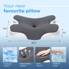 Vipfree Pro 2.0 Cooling Memory Neck Pillow, Adjustable Ergonomic Memory Foam Neck Pillows, Cervical Support