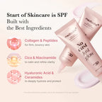 [Medicube] No Cast Just Glow Collagen Sunscreen | SPF 50 Broad Spectrum Face Sunscreen | Lightweight, Non-Sticky, Hydrating Formula | No White Cast or Residue | Peptide, Cica for Soothing & Natural Glow