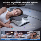 Vipfree Pro 2.0 Cooling Memory Neck Pillow, Adjustable Ergonomic Memory Foam Neck Pillows, Cervical Support