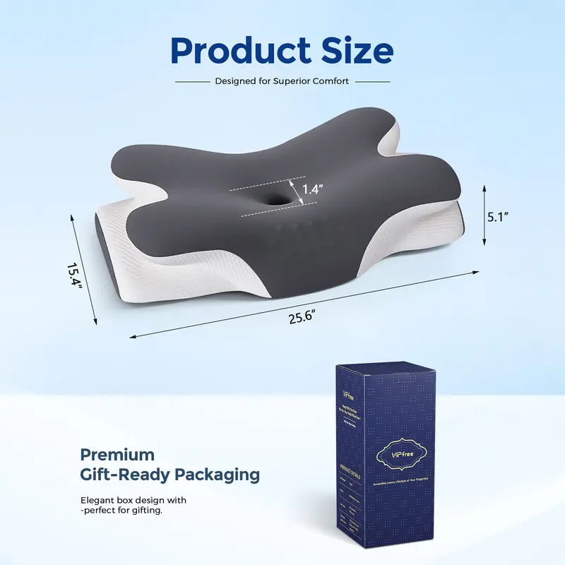 Vipfree Pro 2.0 Cooling Memory Neck Pillow, Adjustable Ergonomic Memory Foam Neck Pillows, Cervical Support