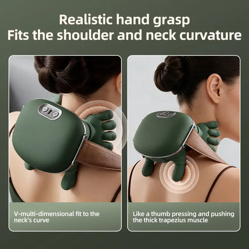 Revolutionary Electric Bionic Hand Massager - 3D Kneading & Heating for Ultimate Neck and Shoulder Relief, Portable & Rechargeable with Adjustable Speed Control