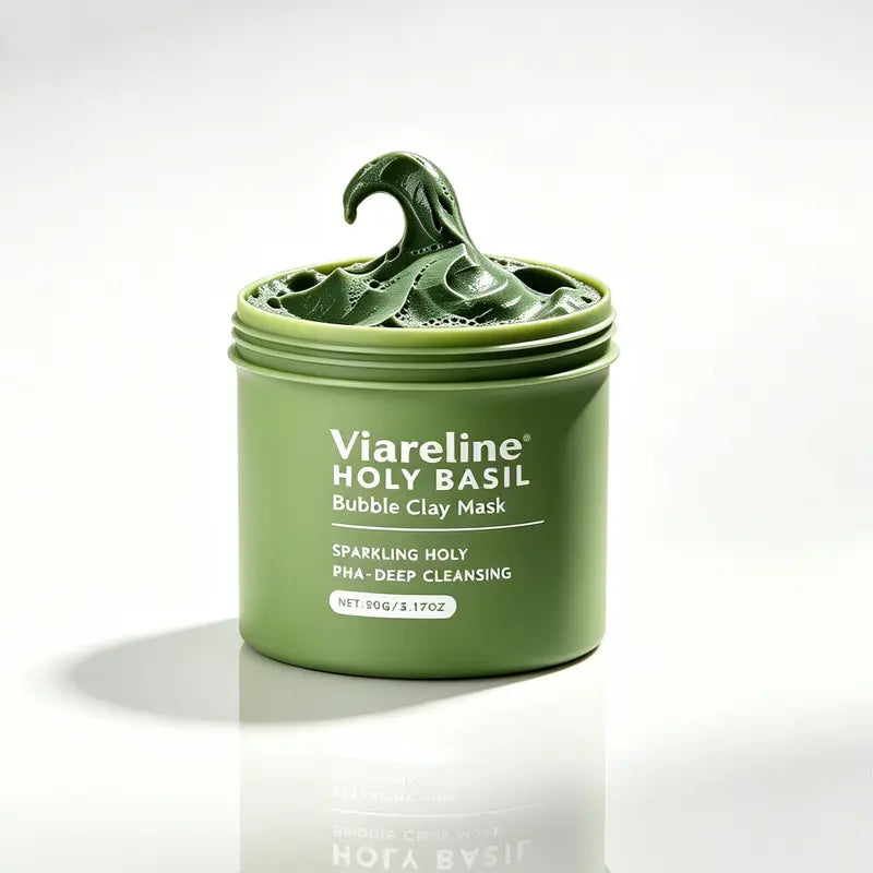 Holy Basil Bubble Deep Mask - Detoxifying Clay Mask with Sparkling Holy Basil & PHA for Pore Cleansing and Blackhead Removal, Korean Wash-Off Treatment for Clearer Skin, 90G