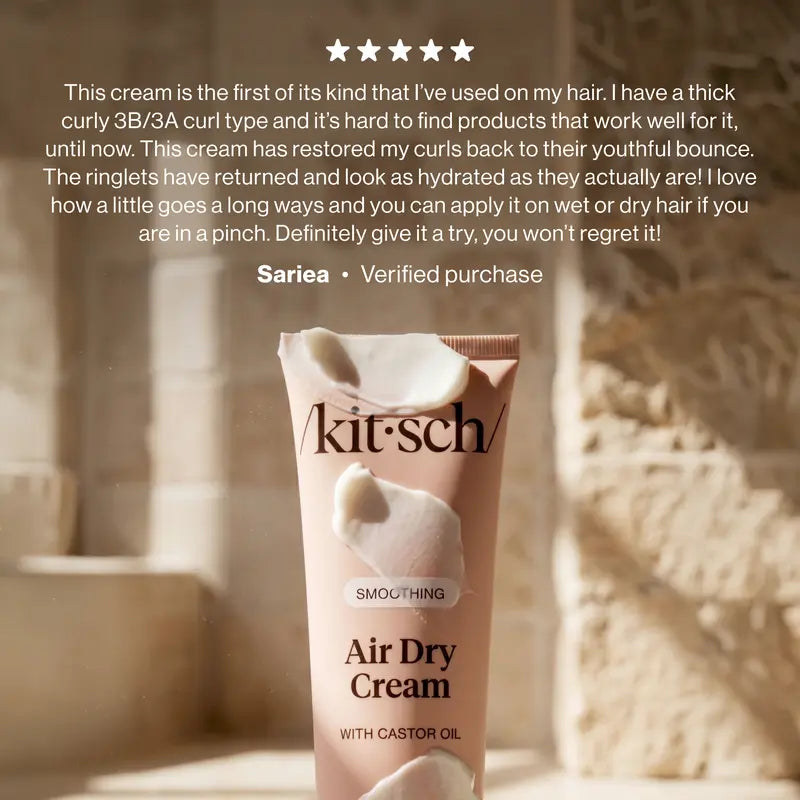 Kitsch Smoothing Air Dry Cream with Castor Oil - Vegan & Cruelty-Free Formula for Frizz-Free Styling - 5 Fl Oz / 148 Ml